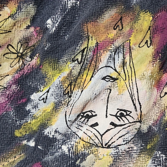 RARE!! Y2K Early 2000's Hand-Painted High Rise Baggy Wide Leg Pants - Picture 6 of 9